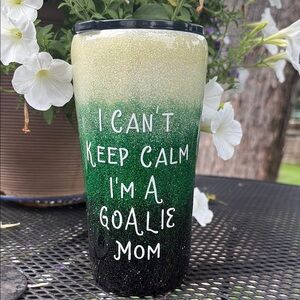 Green and Black Goalie Mom Tumbler